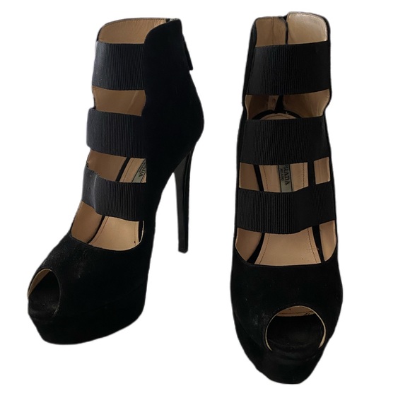 Prada Peep Toe Platform Ankle Booties - Picture 3 of 7